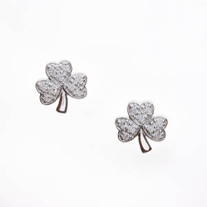 Silver Cz Shamrock Studs