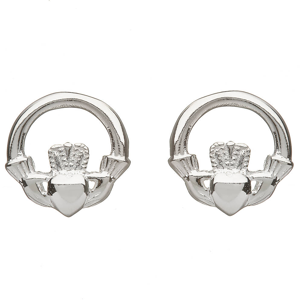 Silver Claddagh 12mm Stud Earrings