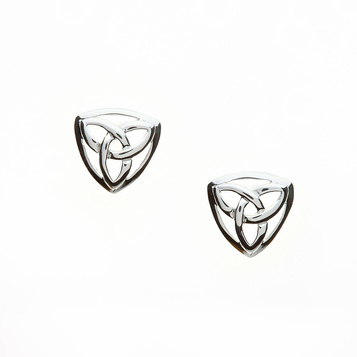 Silver Triangle Trinity Celtic Stud Earrings