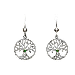 Silver Tree Life Czs Earrings