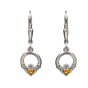 Silver Drop Claddagh Earrings