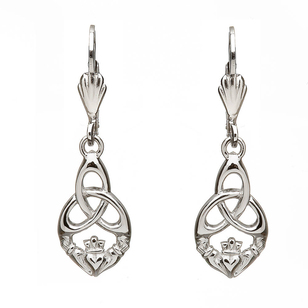 Sil Claddagh/trinity Drop Earrings