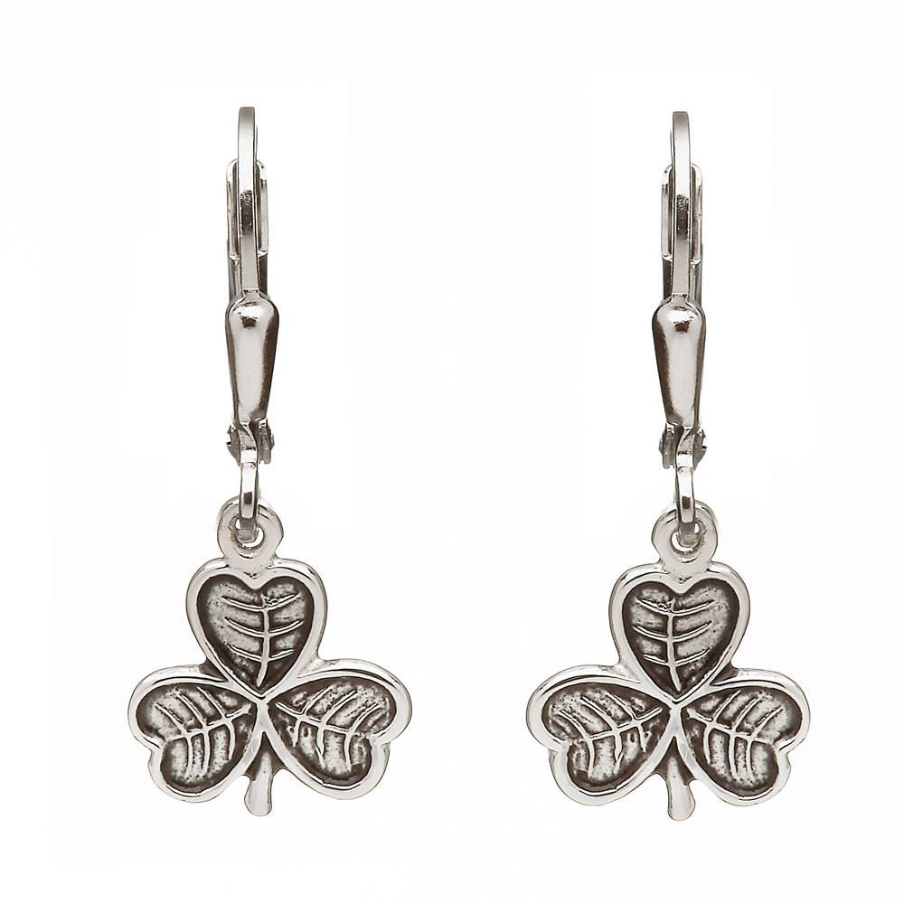 Silver Drop Shamrock Earrings