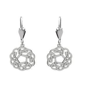 Silver Drop Round Celtic Earrings