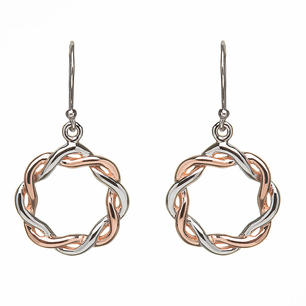 Silver/rp Round Intertwining Celtic Knot Drop Earrings
