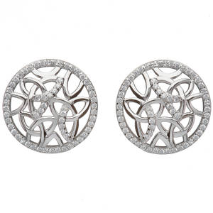 Silver Trinity Knot Earrings Czs
