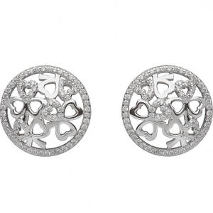  Silver Shamrock Earrings Czs
