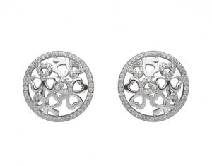  Silver Shamrock Earrings Czs