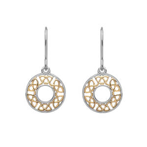 Silver/gp Celtic Round Drop Earrings