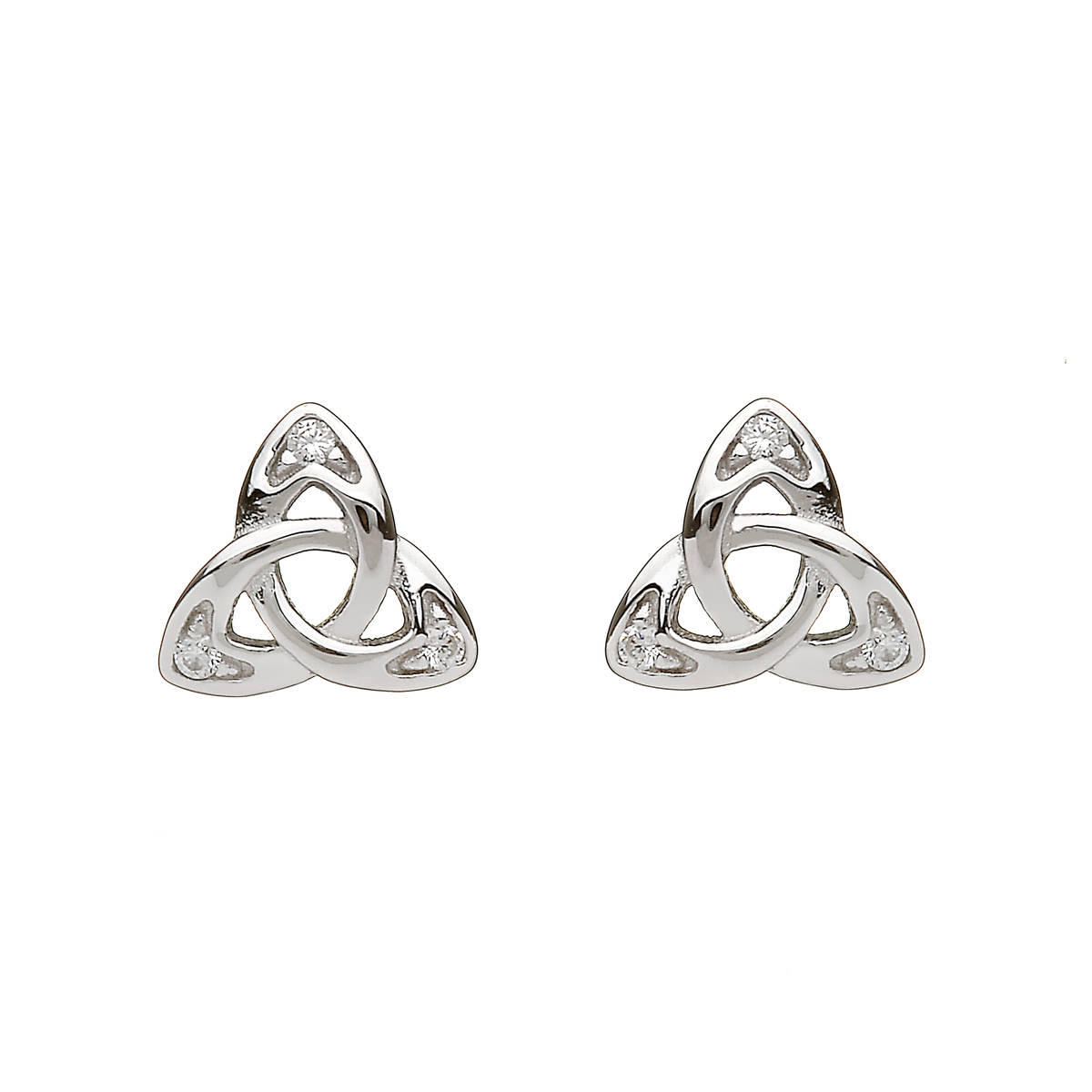 Silver Cz Trinity Stud Earrings