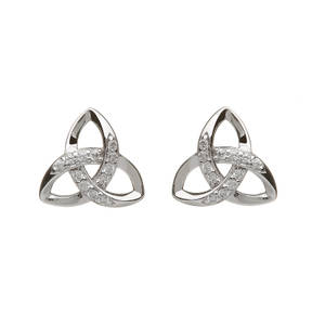 Silver Cz Trinity Stud Earrings