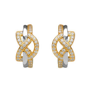 Silver Cz Love Knot Huggy Earrings