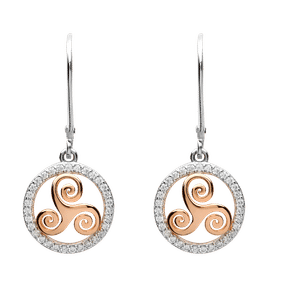 Silver Cz Circle Drop Earrings