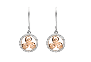 Silver Cz Circle Drop Earrings