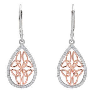 Silver Cz Celtic Drop Earrings