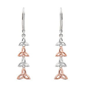 Silver and Rose Gold Trinity Drop Earrings