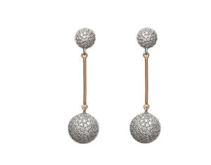 House of Lor silver/rose gold cz circle drop earrings middle bar on each made from rare Irish gold