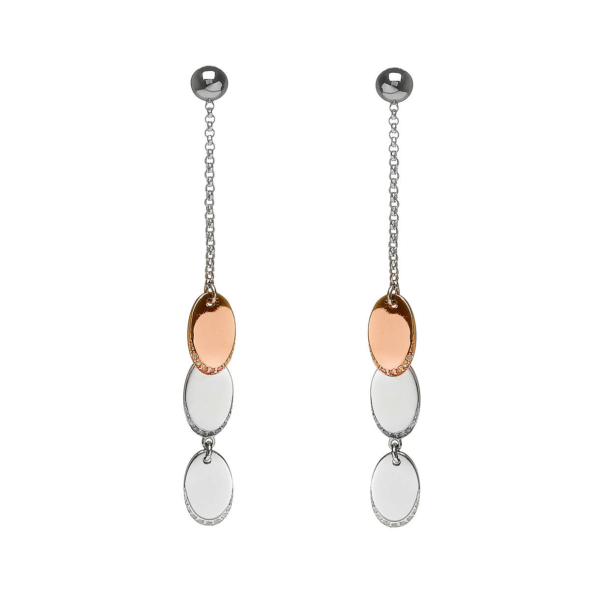 House of Lor silver/rose gold drop oval disc earrings 1st oval made from rare Irish goldddick/wwpck