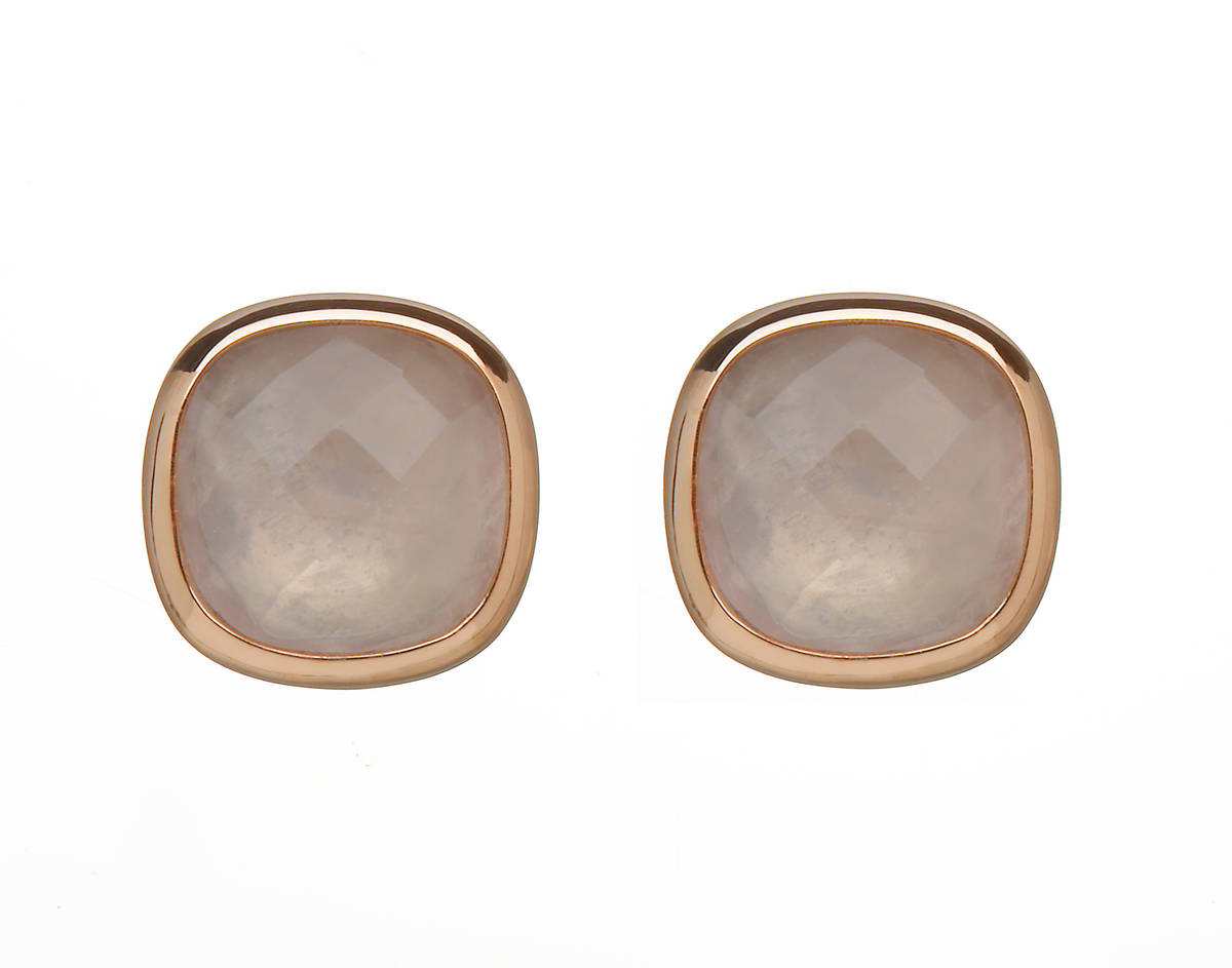 House of Lor silver/rose gold earrings with rose quartz stone outer rim made from rare Irish goldrick/opcck