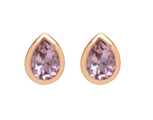 silver and rare Irish rose gold tear-drop amethyst earrings