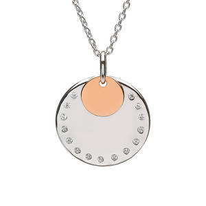 House of Lor silver round cz disc with round rose gold disc made from rare Irish gold