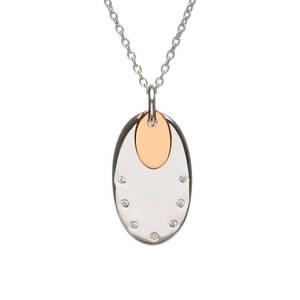 House of Lor silver oval cz disc with oval rose gold disc made from rare Irish gold