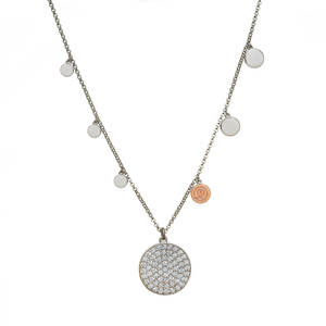 silver and rare Irish rose gold multi disc necklet with czs