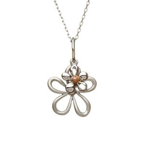 silver and rare Irish rose gold double petal pendant 