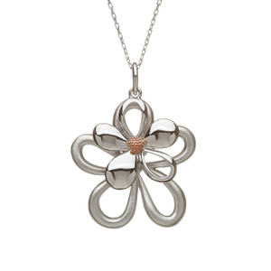 silver and rare Irish rose gold double petal pendant