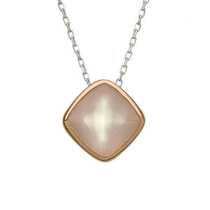 silver and rare Irish rose gold rose quartz pendant