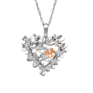 diamond set 9ct white gold love shamrock bouquet pendant