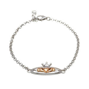 silver and rare Irish rose gold Claddagh bracelet