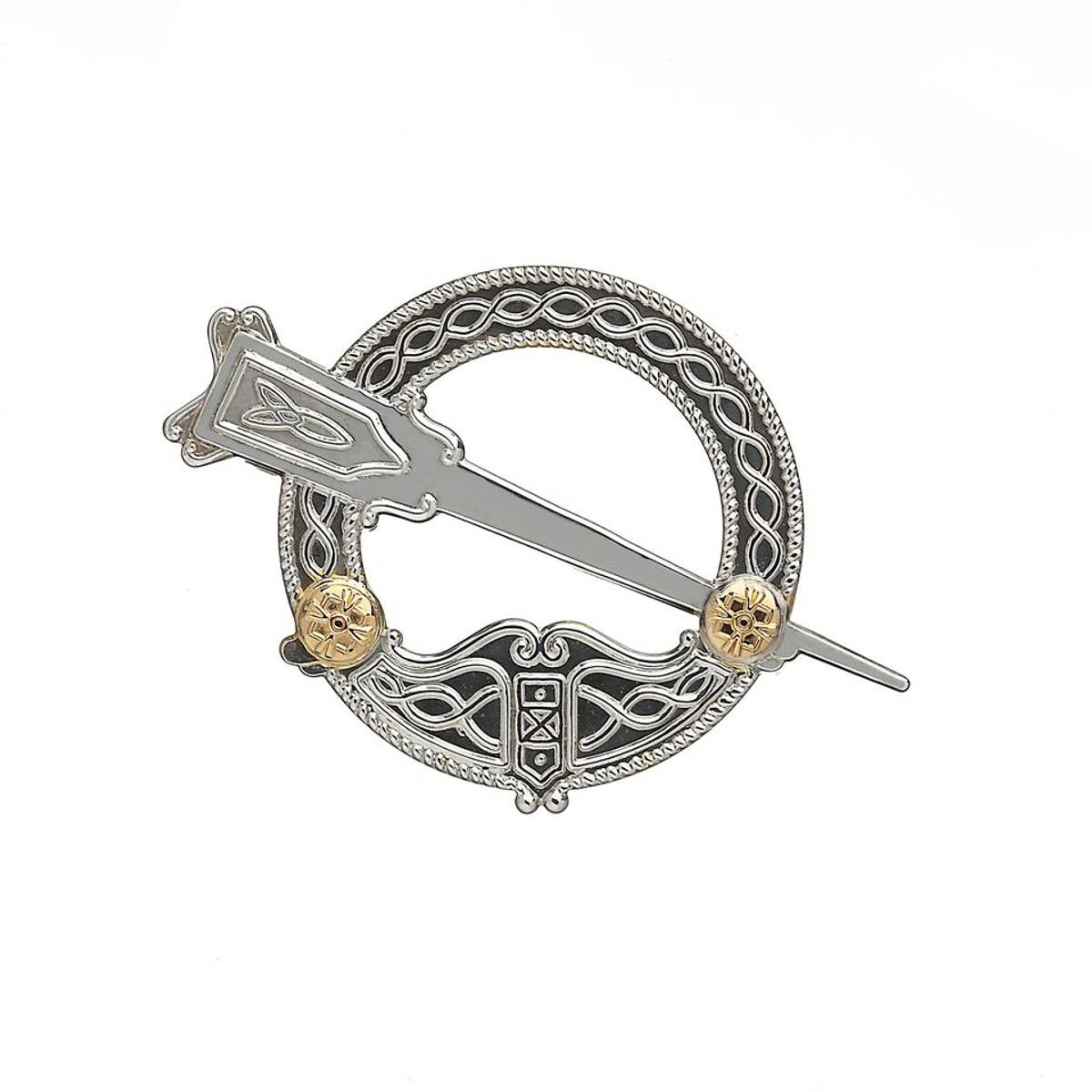 Arda traditional large Tara Brooch with rare Irish yellow gold Boss.pcdwi