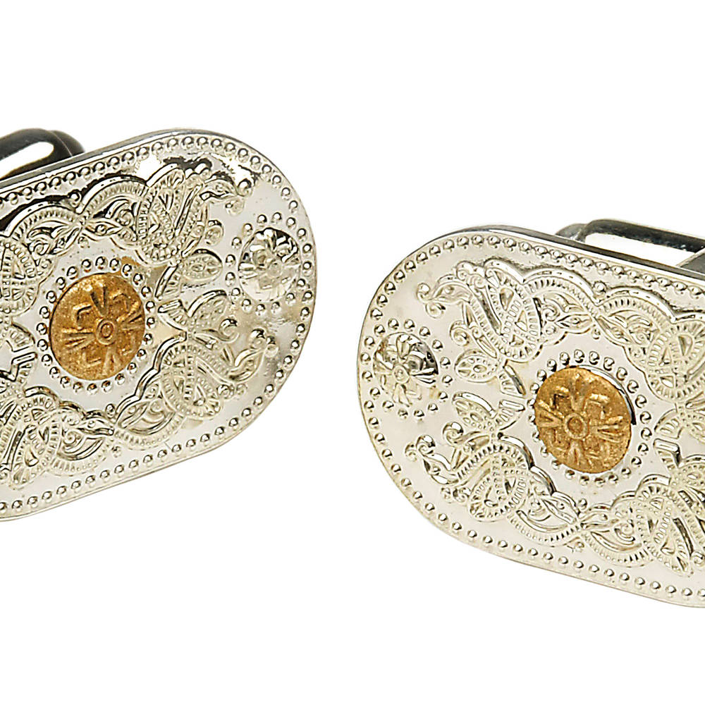 Arda Small Silver (20mm) Cuff Links & 14ct Boss