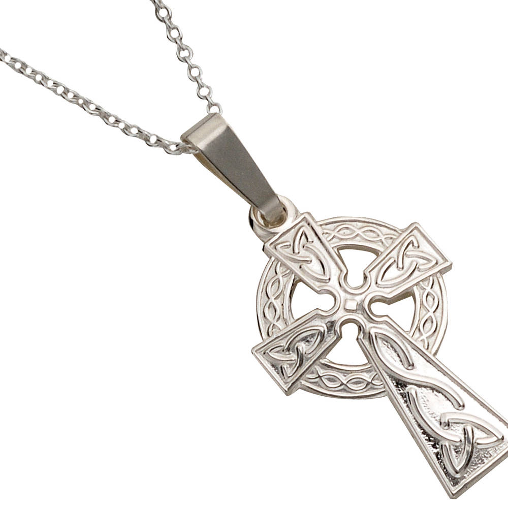 Silver Classic Di Stamped Celtic Cross 18 Trace Ch 20mx13m
