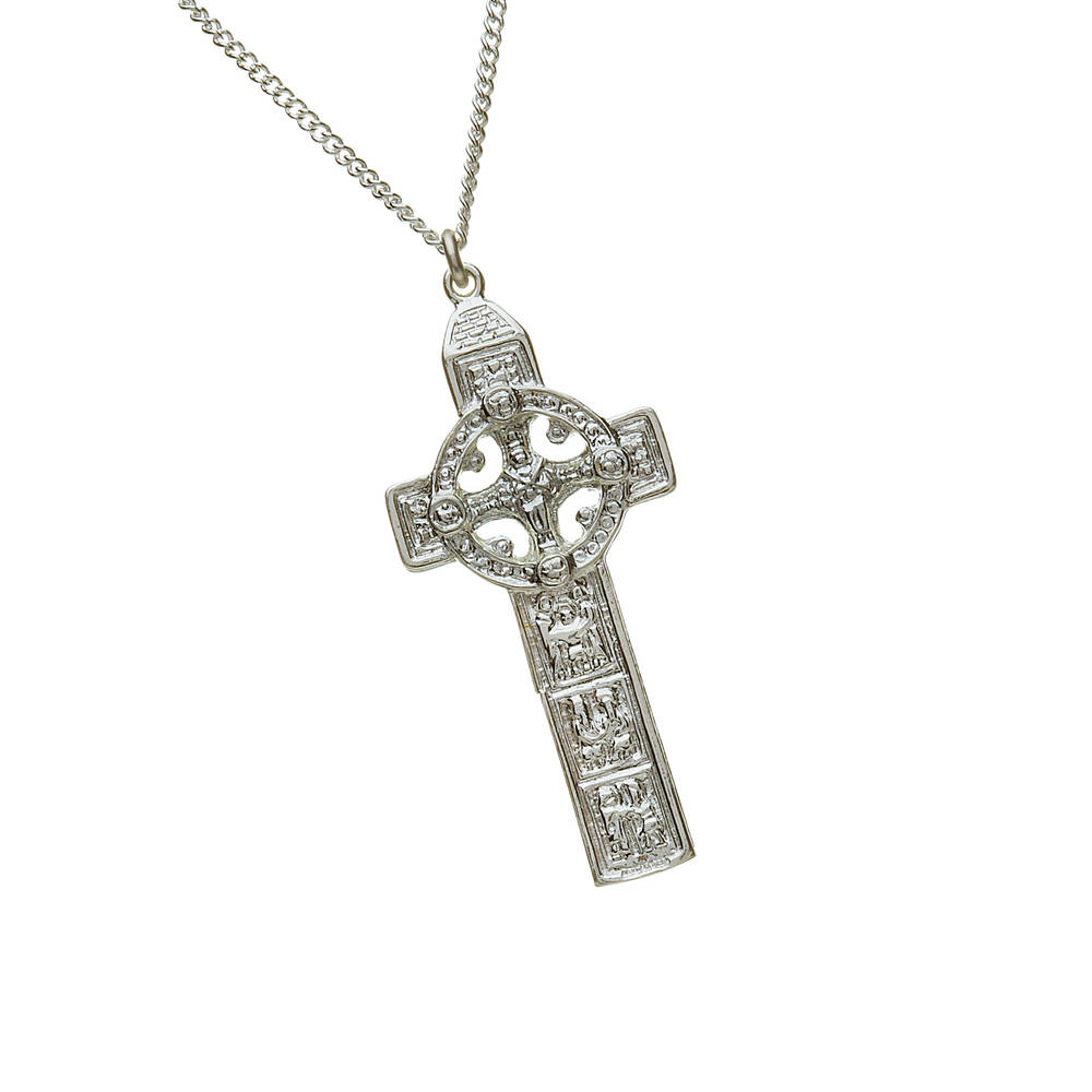 Silver Heavy Reproduction Clonmacnoise Cross On 20" Curb Ch 45mx21m

