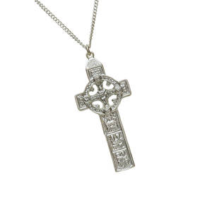 Silver Clonmacnoise Cross On 20" Curb Chain