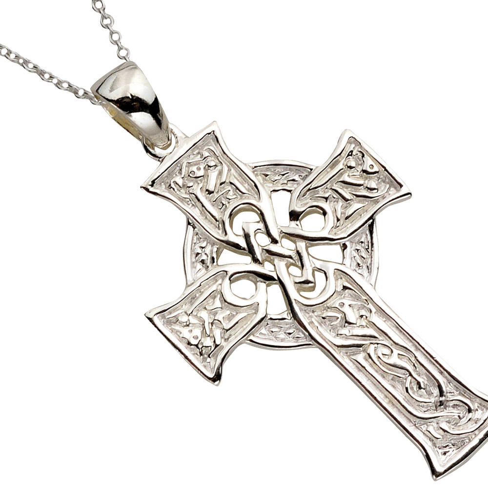 Silver Four Gospels Carved Celtic Crosse 18 Trace Ch 32mx21m