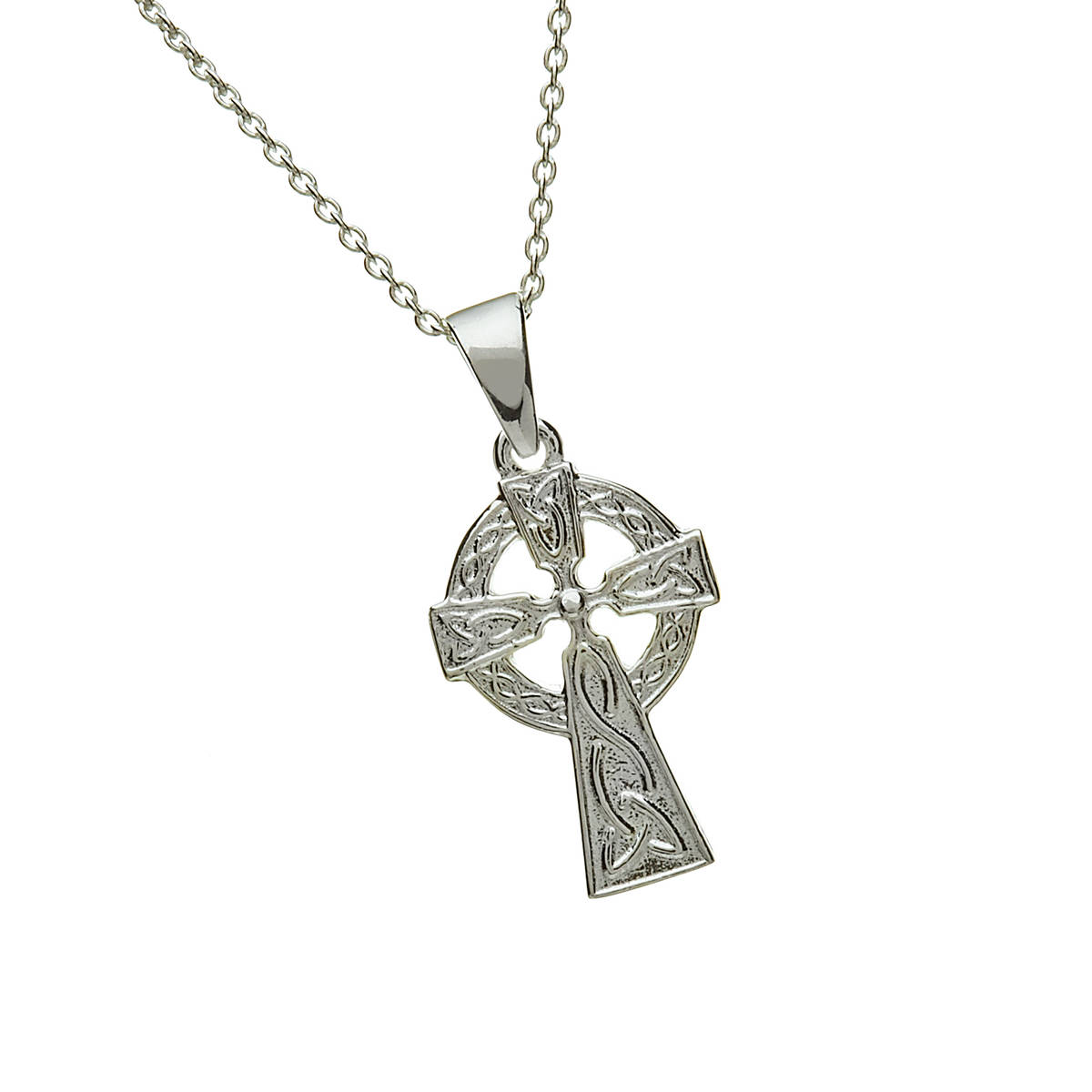 Silver Double Sided Celtic Cross On 18 Trace Ch 18mx13m