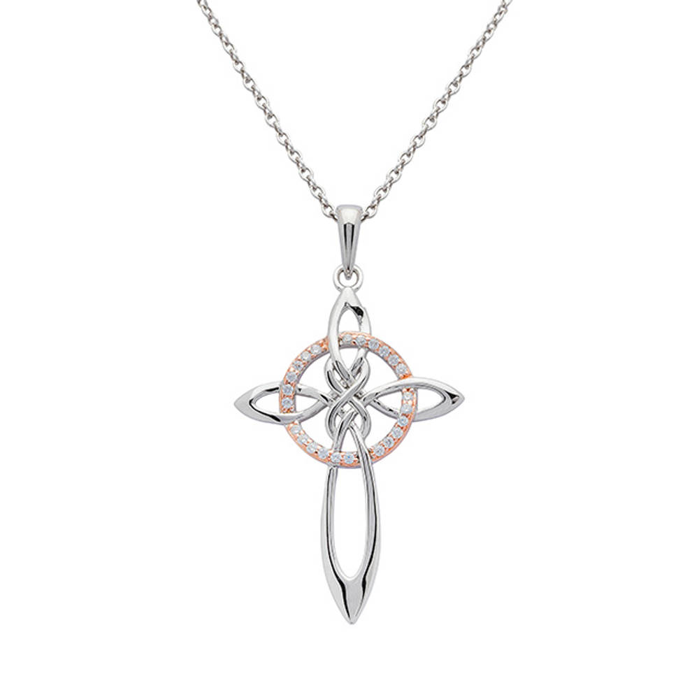 Silver Cz Celtic Knot Cross 30mm