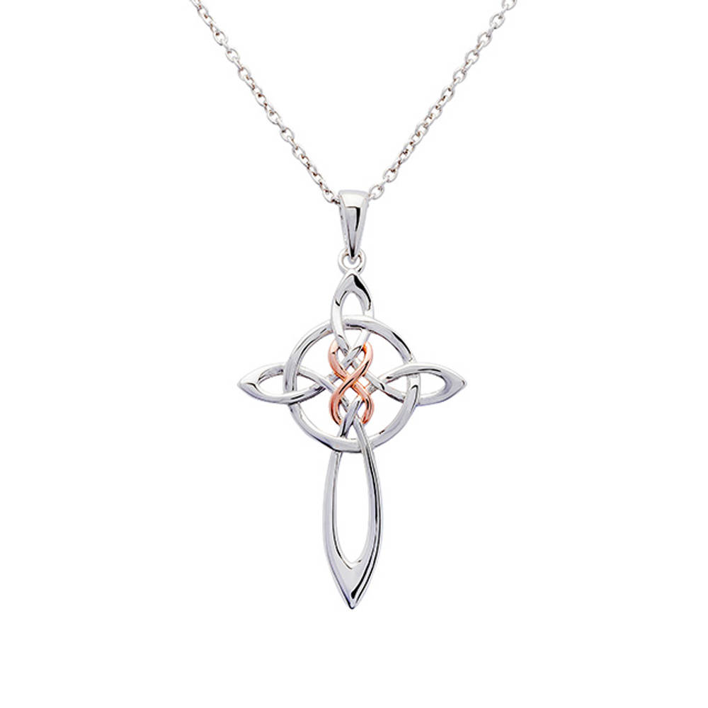 Silver R/gold 2 Tone Celtic Knot Cross 30mm