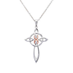 Silver R/gold  Celtic Knot Cross 