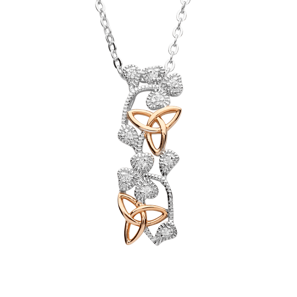14ct W/& Rose Gold Pendant With 0.05 Cts Of Diamonds Bxd