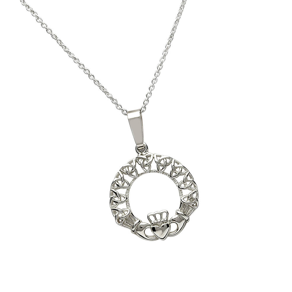 Sil Clad & Trinity Knot Pend 18" Trace Chain