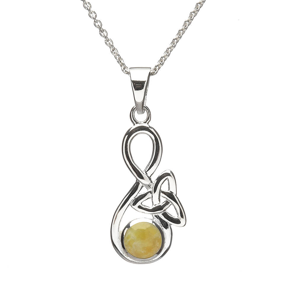 Silver Trinity Knot Pendant With Marble Inset