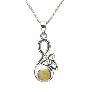Silver Trinity Knot Pendant With Marble