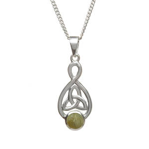 Silver Trinity Knot Pendant With Marble