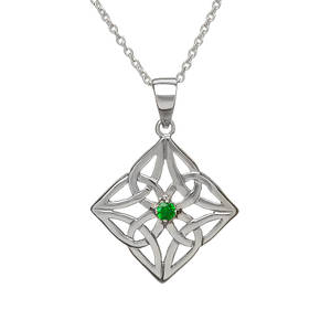 Silver Diamond Shape Celtic Pendant