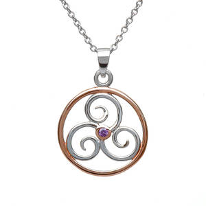 Silver Rp Celtic Circle Amethyst  Pendant