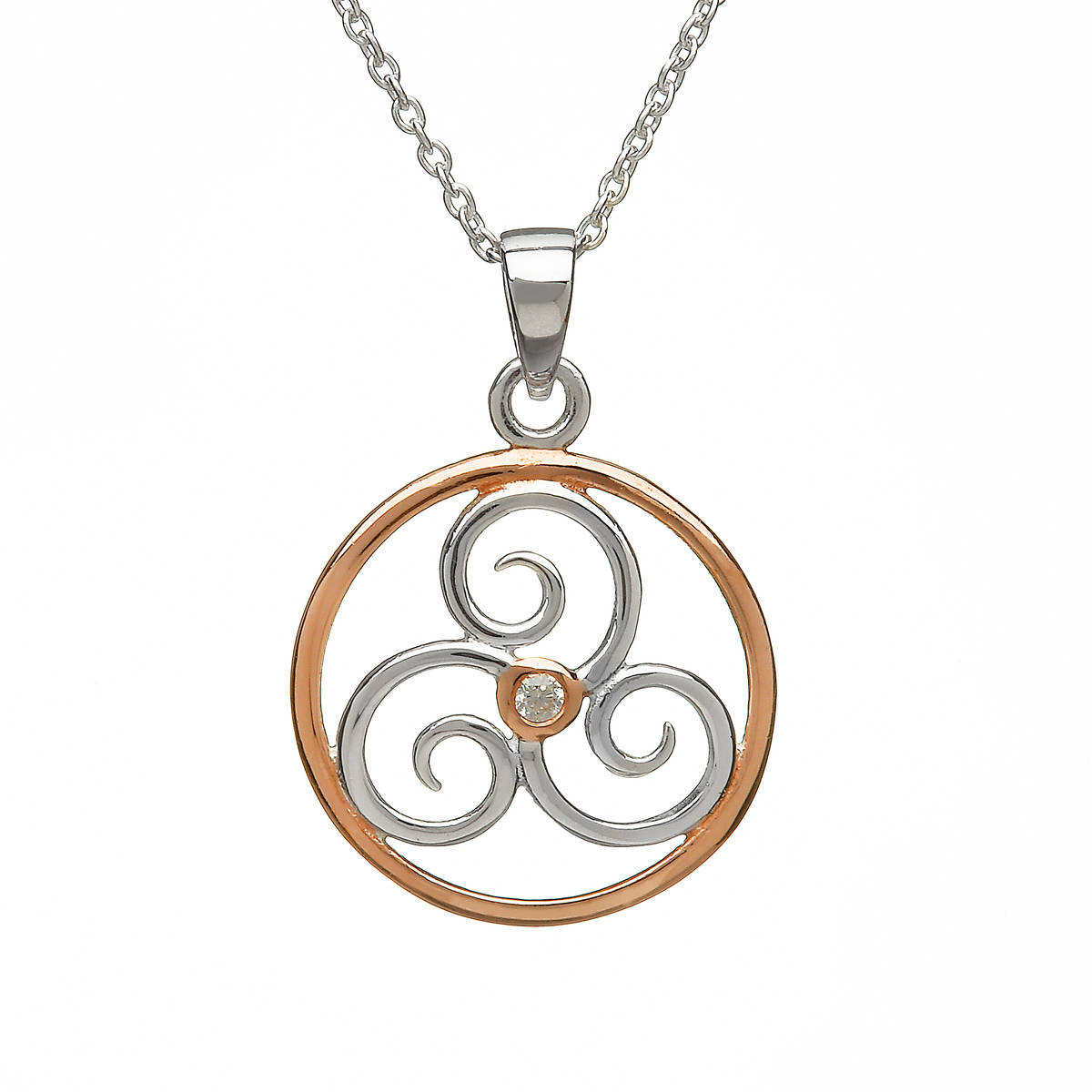 Silver Celtic Rp Circle With Cz Centre Stone Pendant